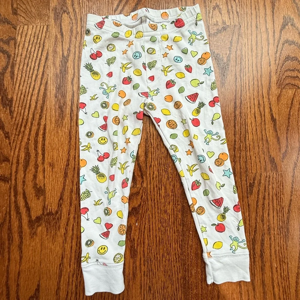 Roller Rabbit White Kids Pajama Set with Colorful Fruit & Stars Print